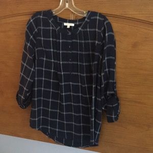 Blue white plaid women’s blouse